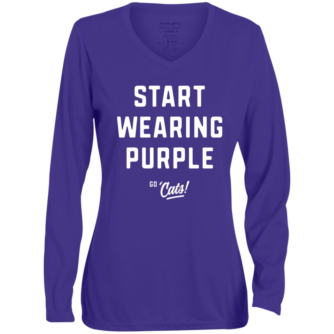 SWP Women's Moisture Wicking LS V-Neck T-Shirt Purple by Strange Allies