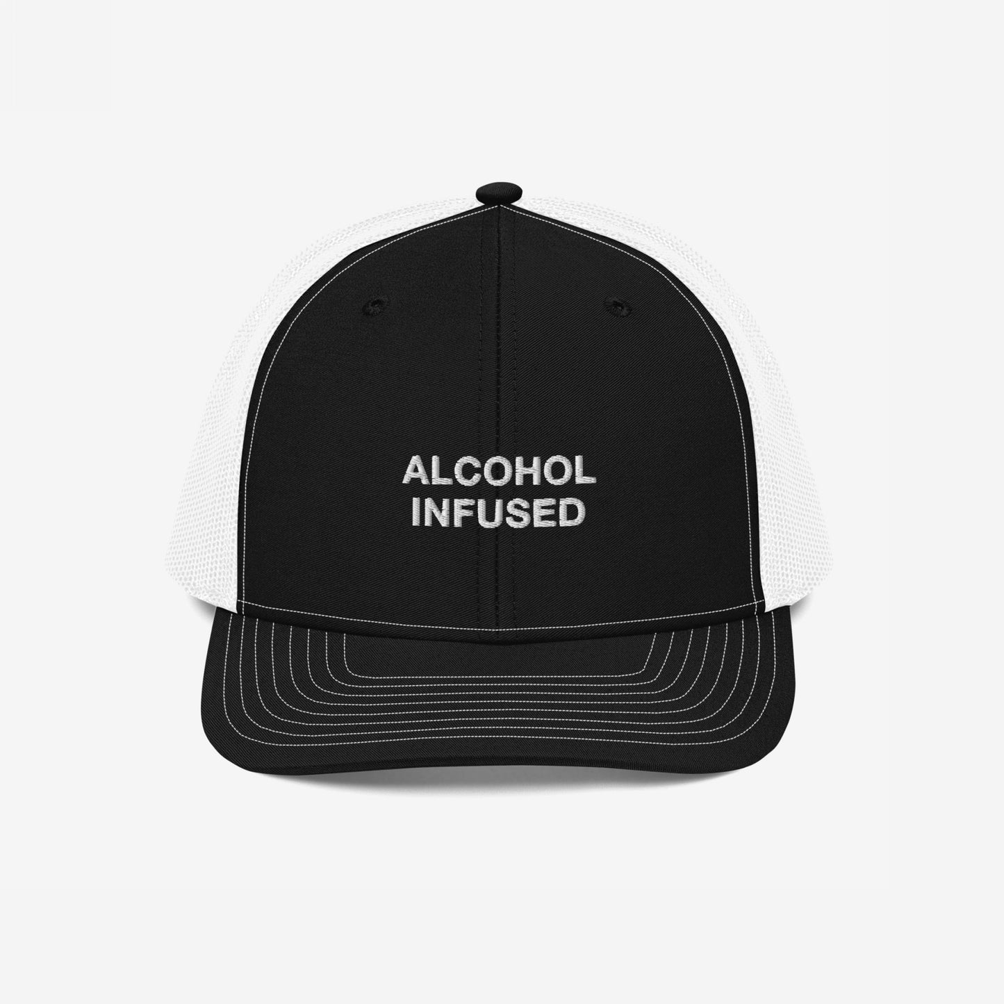 Alcohol Infused Hat Trucker Hat Black White by Strange Allies