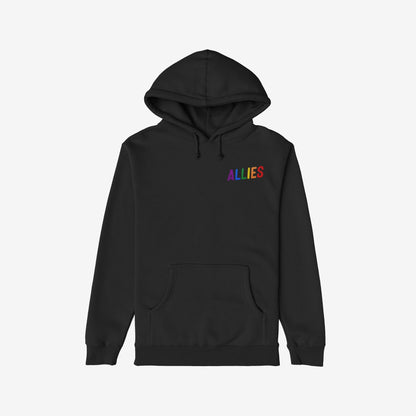 Allies Rainbow Chest Print Hoodie Black by Strange Allies