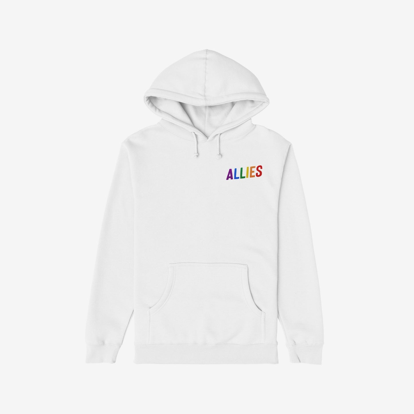 Allies Rainbow Chest Print Hoodie White by Strange Allies