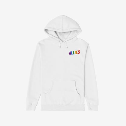 Allies Rainbow Chest Print Hoodie White by Strange Allies