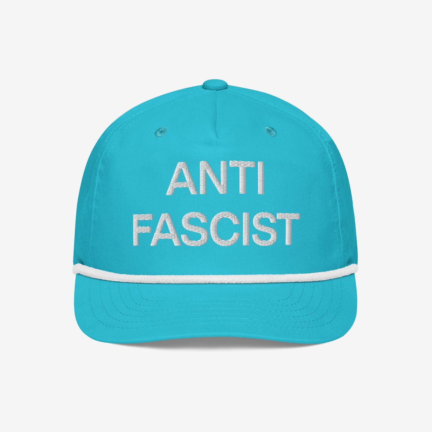 Anti Fascist Golf Hat Turquoise White by Strange Allies