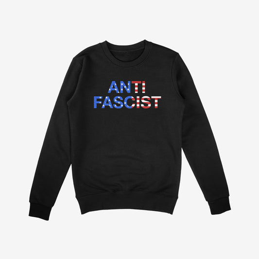 Anti Fascist Sweatshirt Black by Strange Allies