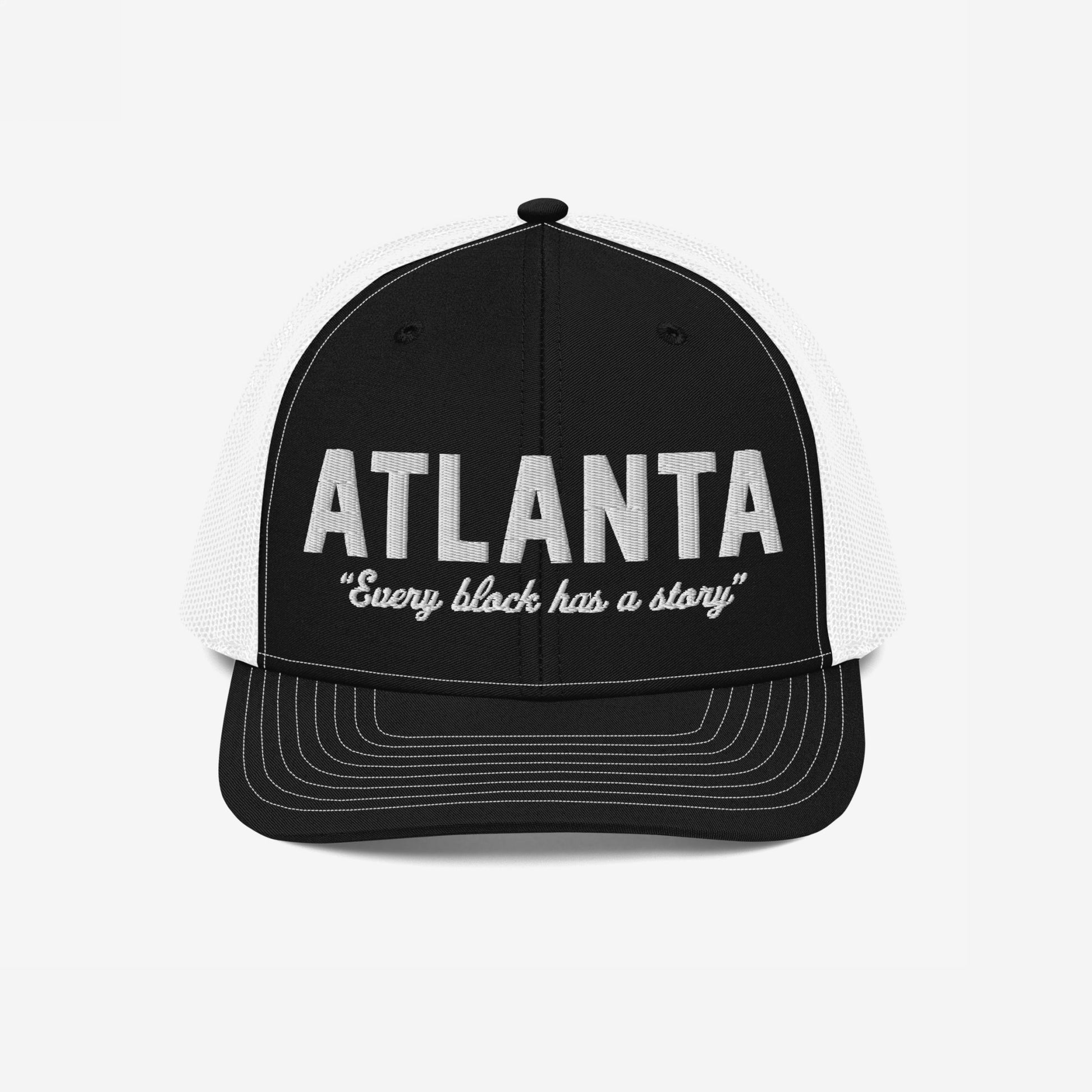 Atlanta Story Hat Trucker Hat Black White by Strange Allies