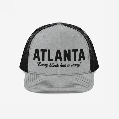 Atlanta Story Hat Trucker Hat Heather Gray Black by Strange Allies