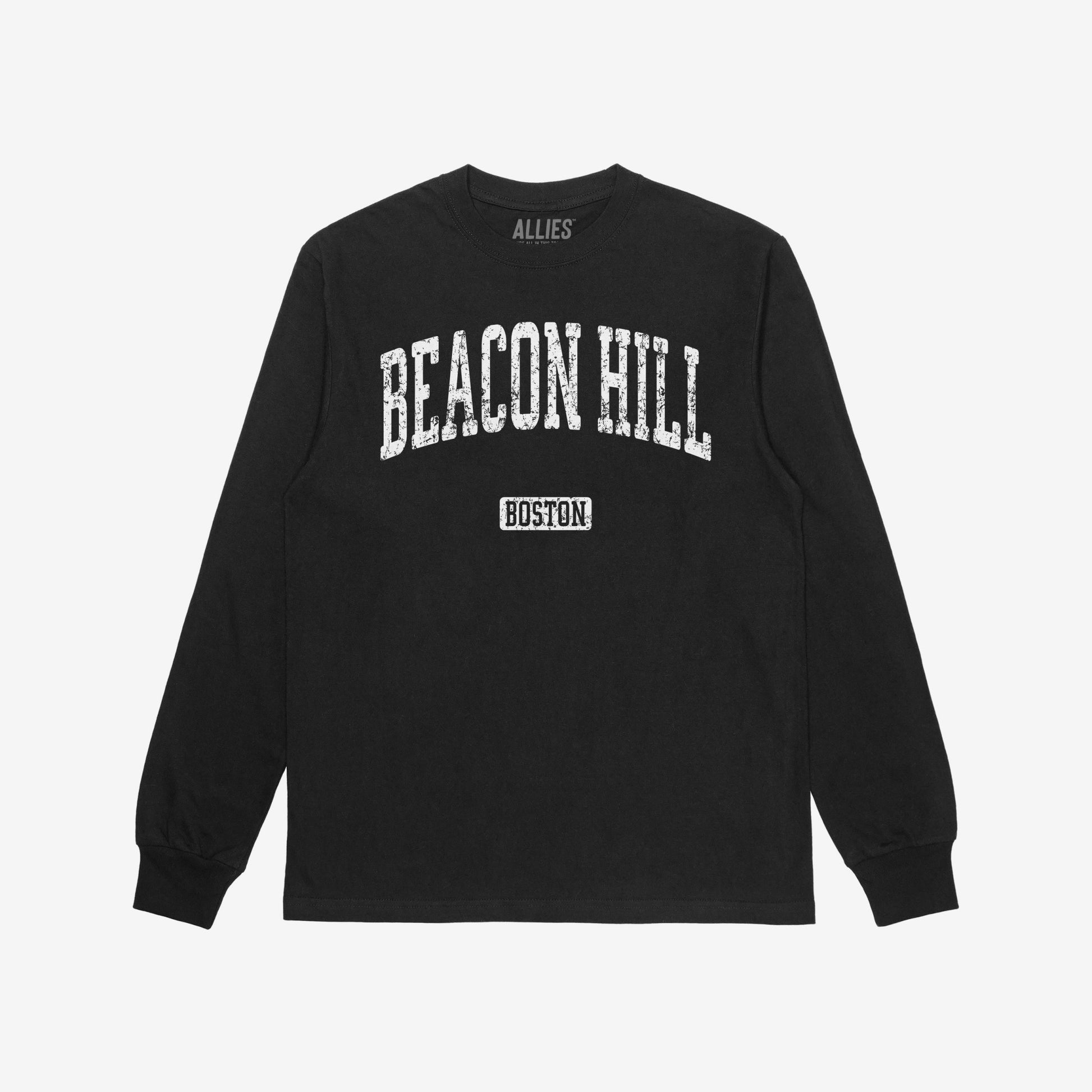 Beacon Hill Boston T-shirt Long Sleeve Black by Strange Allies