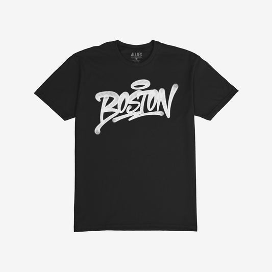 Boston Handstyle T-shirt Short Sleeve Black by Strange Allies