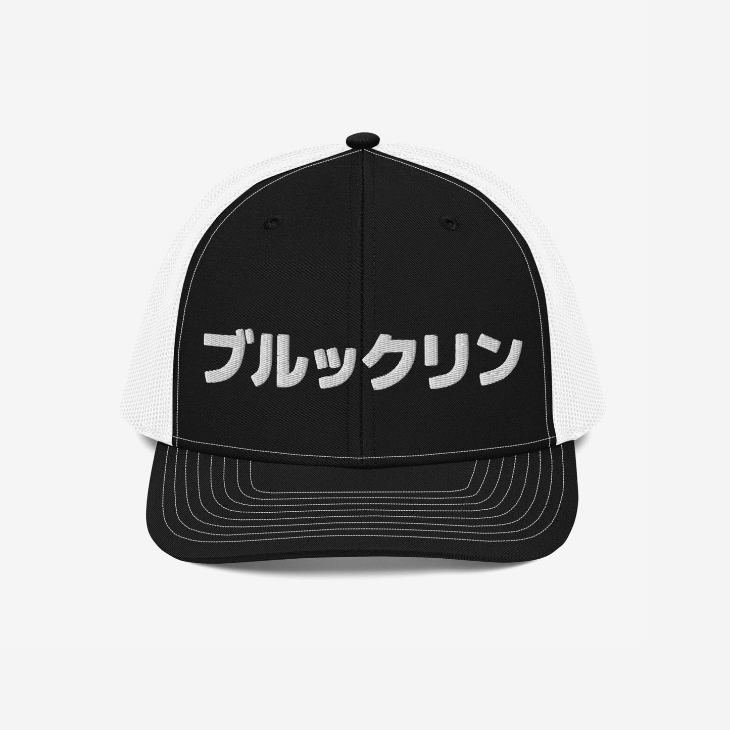 Brooklyn Japanese Hat Trucker Hat Black White by Strange Allies