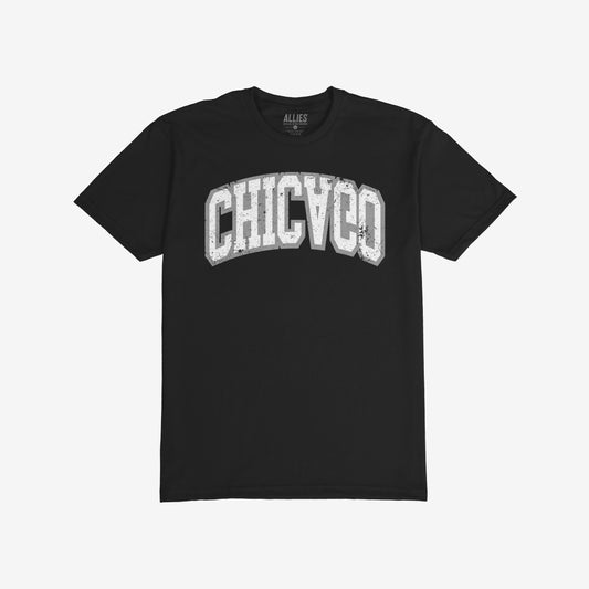 Chicago Flipped T-shirt Short Sleeve Black by Strange Allies