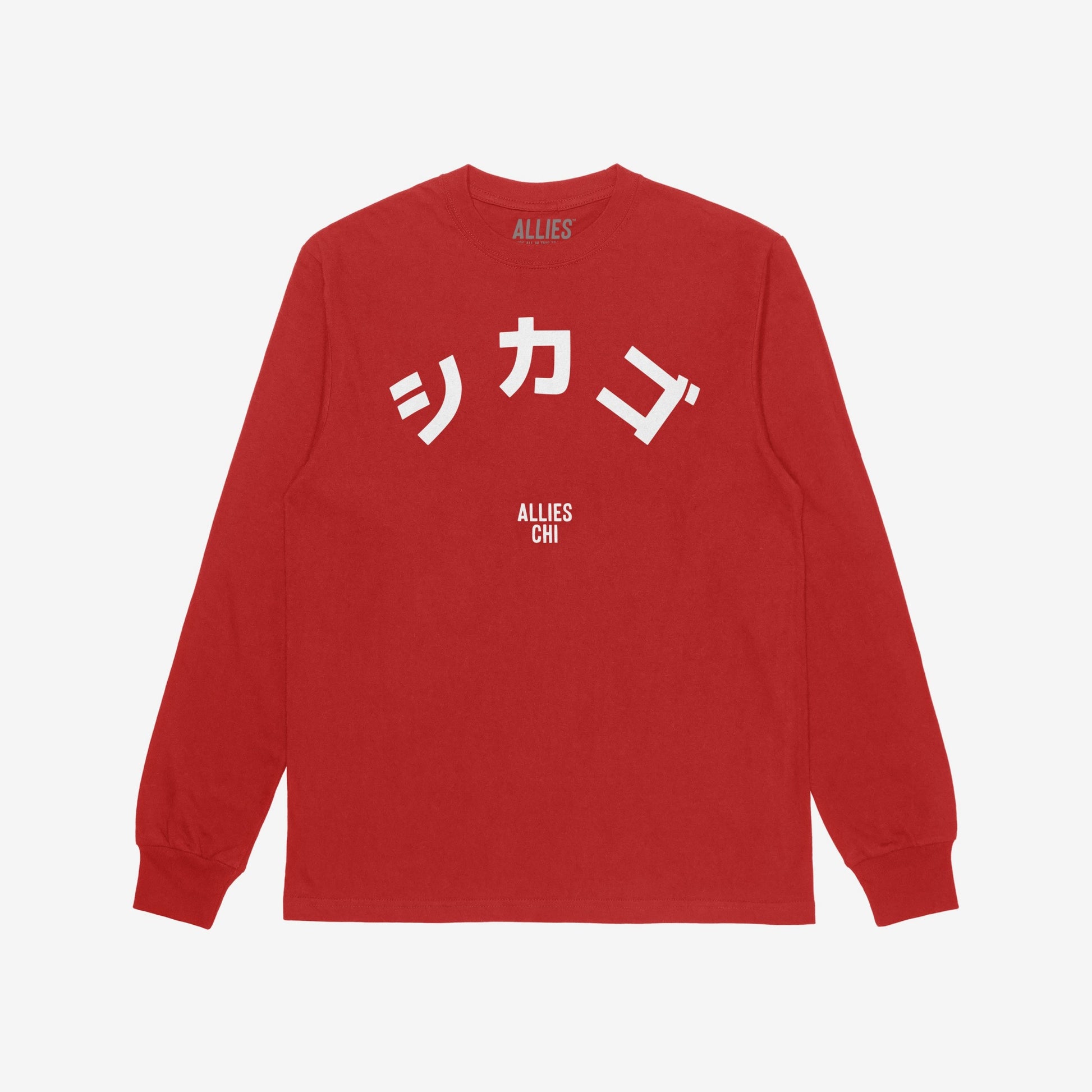 Chicago Japanese T-shirt Long Sleeve Red by Strange Allies