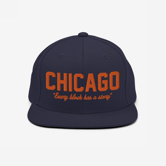 Chicago Story Hat Snapback Hat Navy Blue by Strange Allies