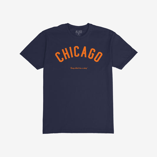 Chicago Story T-shirt Short Sleeve Navy Blue by Strange Allies