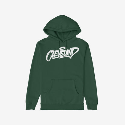 Cleveland Handstyle Hoodie Dark Green by Strange Allies