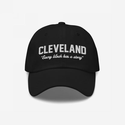 Cleveland Story Hat Dad Hat Black by Strange Allies