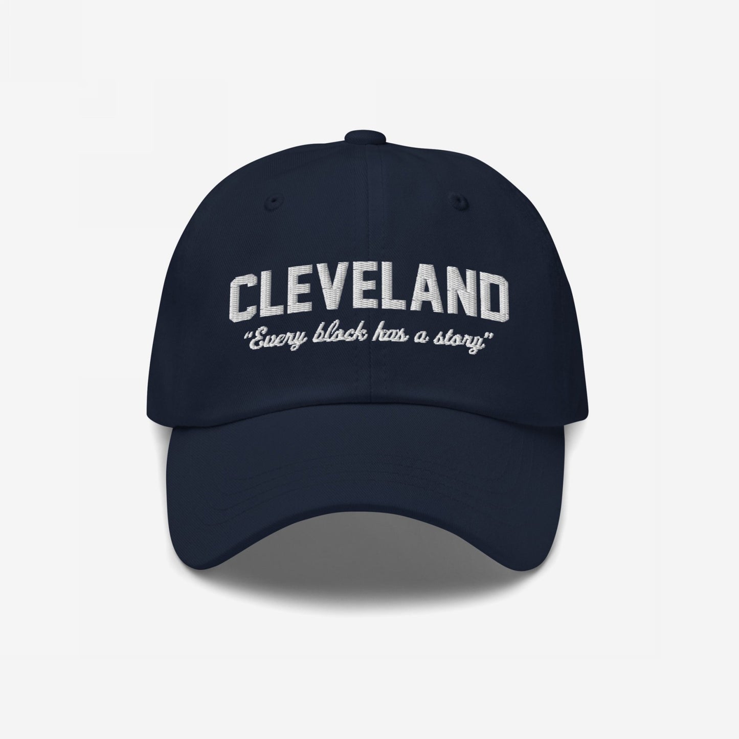 Cleveland Story Hat Dad Hat Navy Blue by Strange Allies