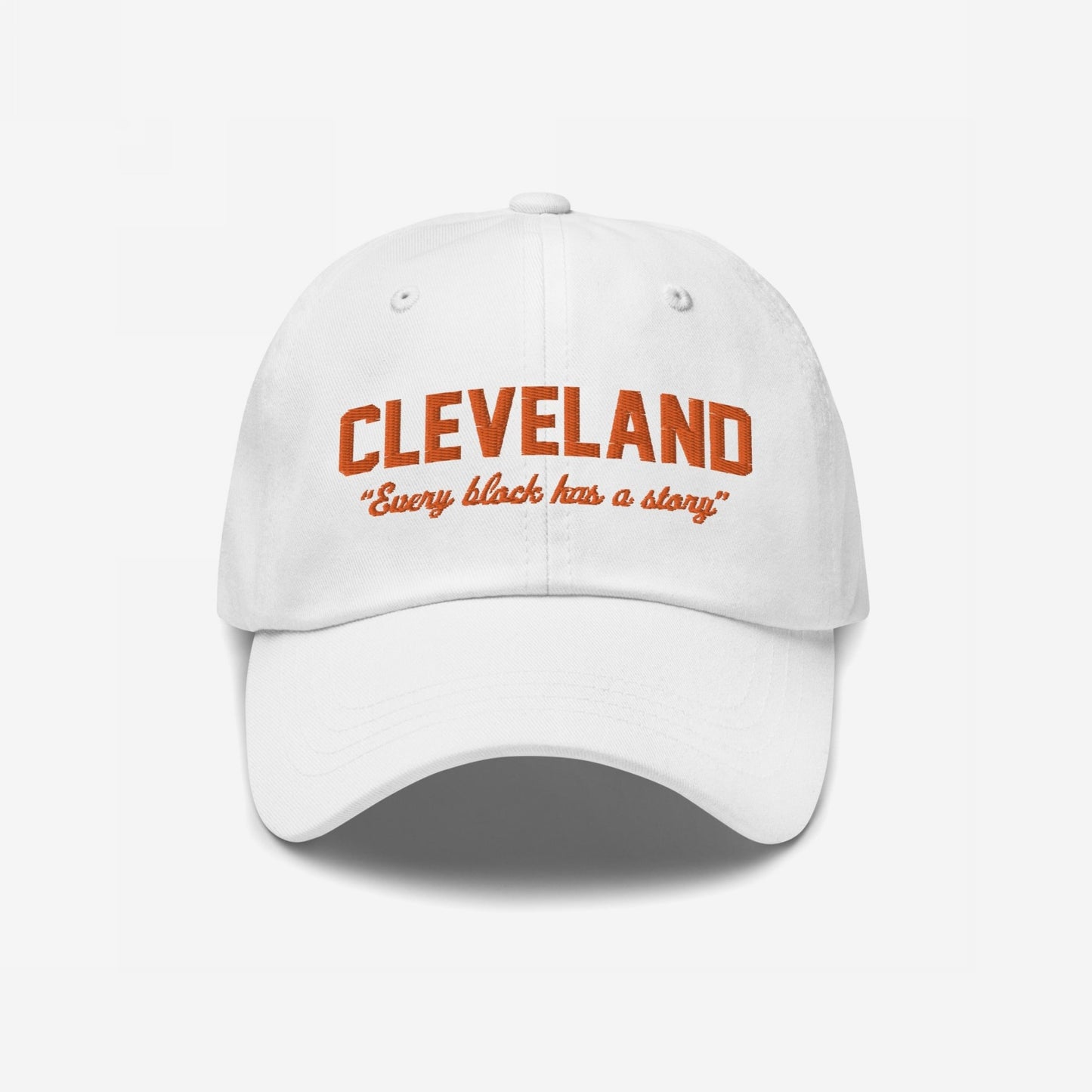 Cleveland Story Hat Dad Hat White by Strange Allies