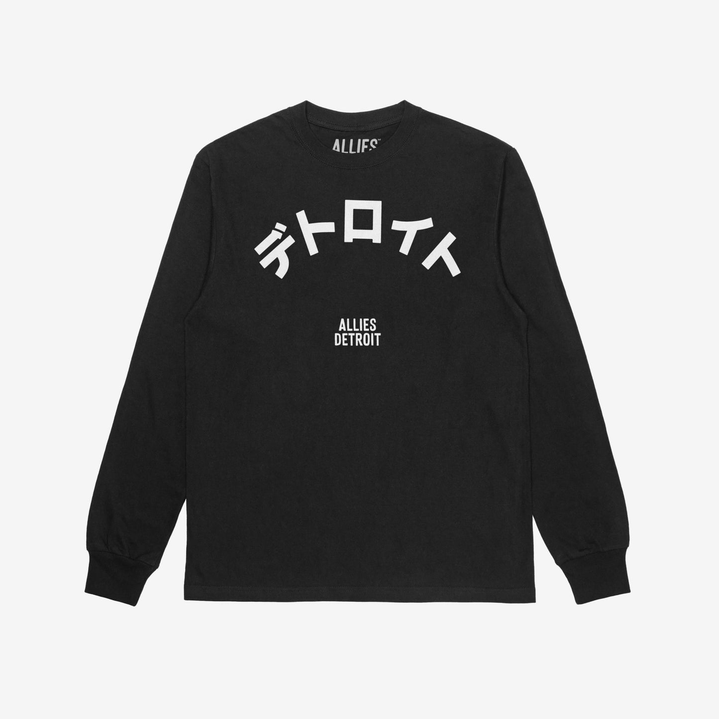 Detroit Japanese T-shirt Long Sleeve Black by Strange Allies