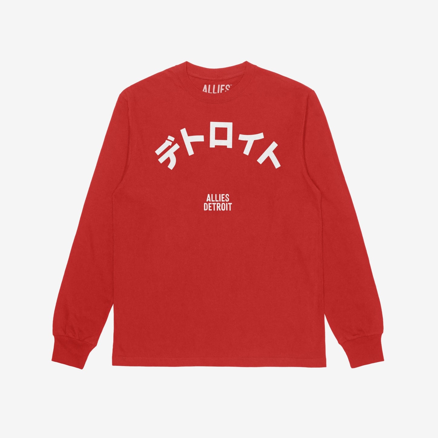 Detroit Japanese T-shirt Long Sleeve Red by Strange Allies