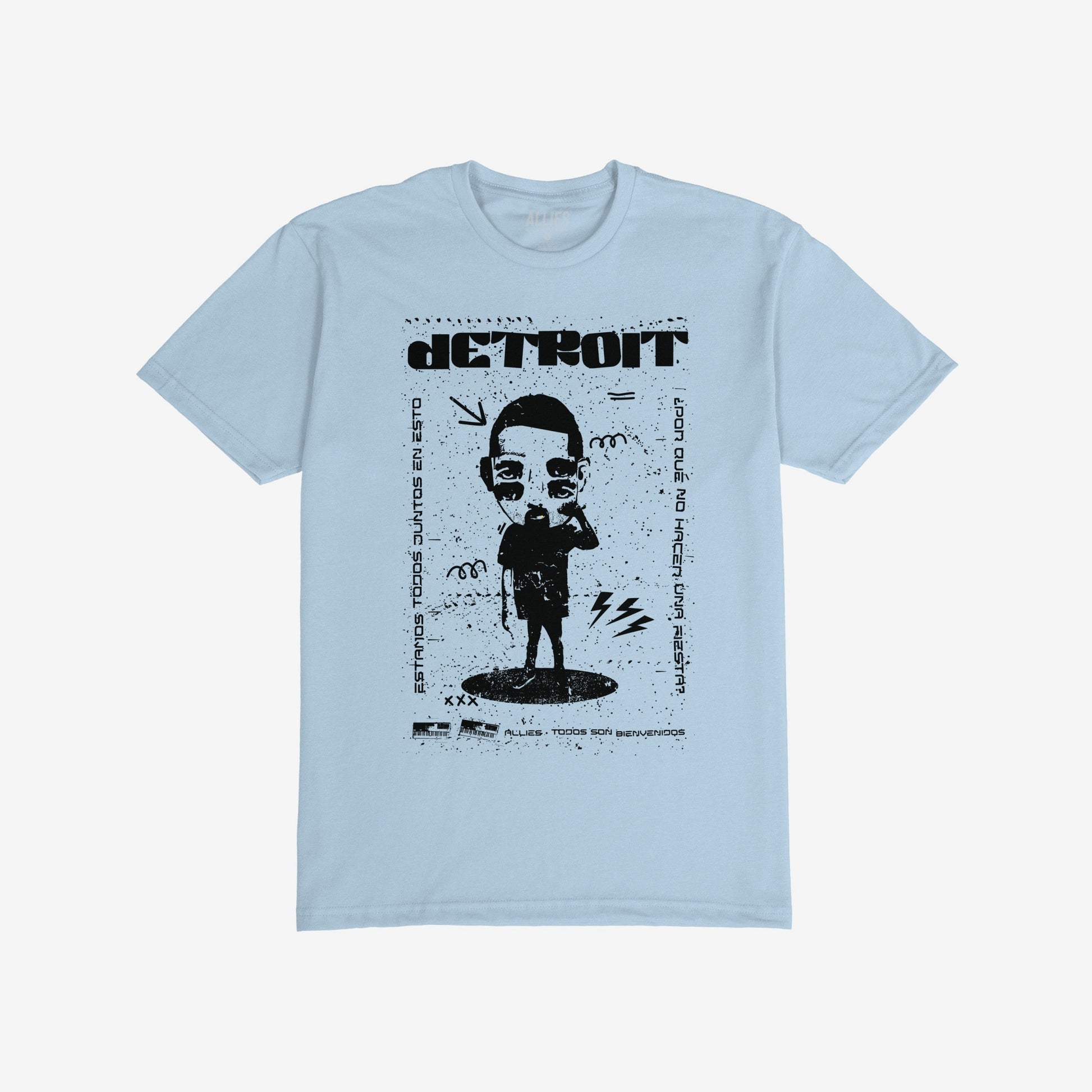 Detroit Punk T-shirt Light Blue by Strange Allies