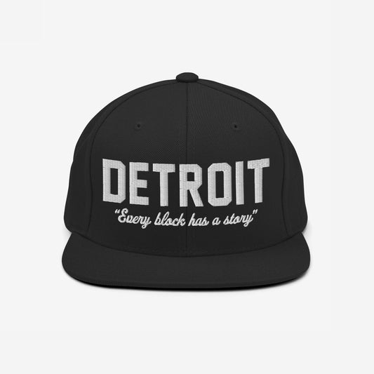 Detroit Story Hat Snapback Black by Strange Allies