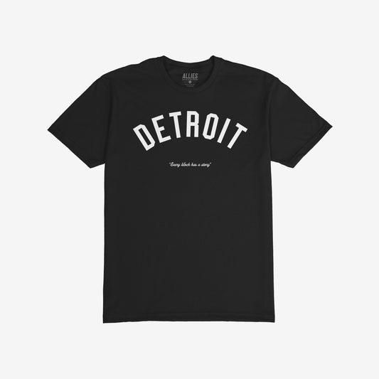 Detroit Story T-shirt Short Sleeve Black by Strange Allies