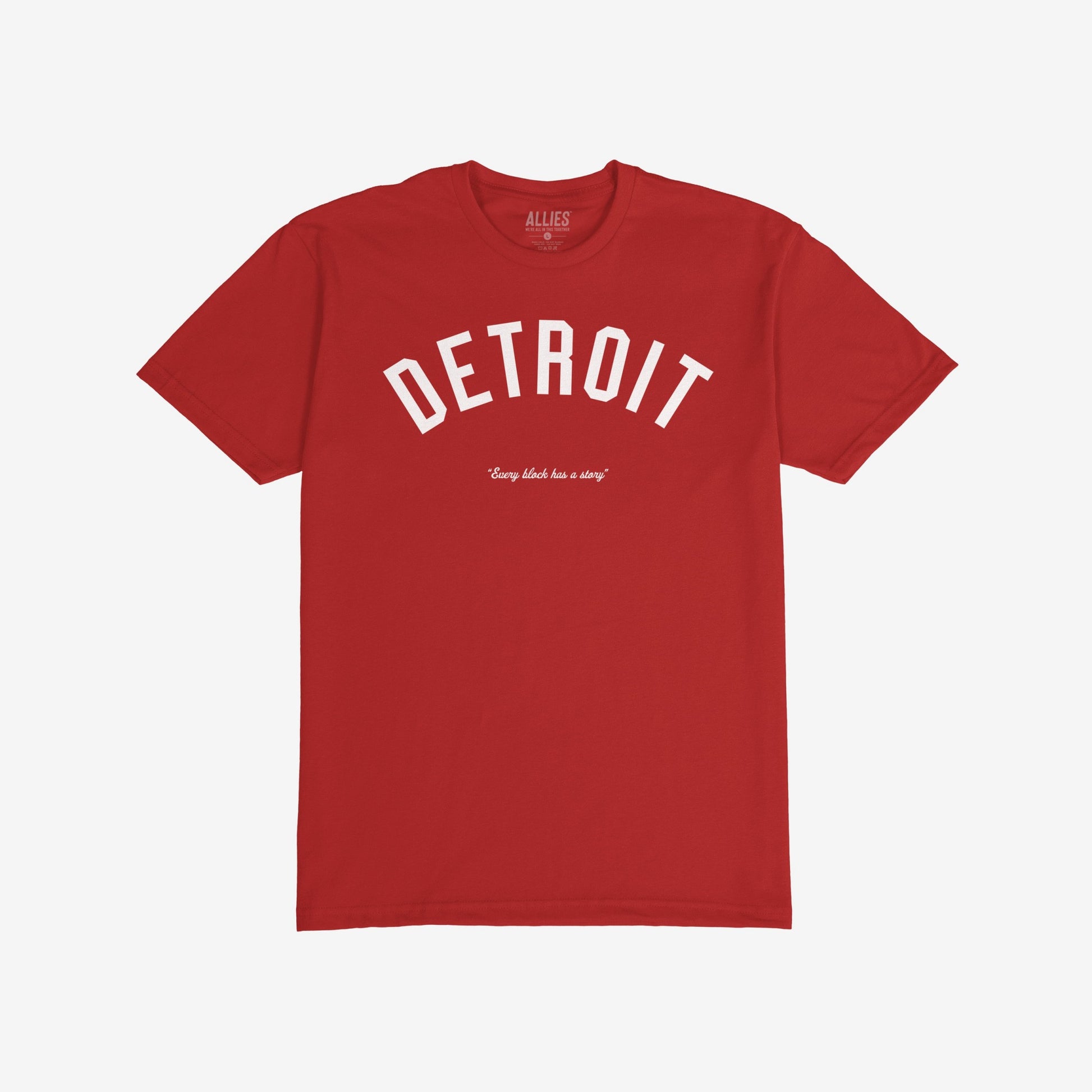 Detroit Story T-shirt Short Sleeve Red by Strange Allies