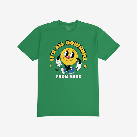 Downhill T-shirt Kelly Green by Strange Allies