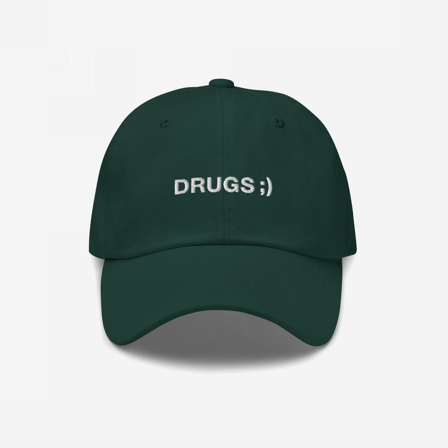 Drugs Hat Dad Hat Green by Strange Allies