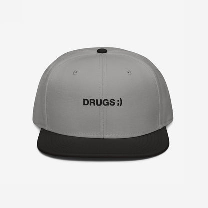 Drugs Hat Snapback Hat Gray Black by Strange Allies