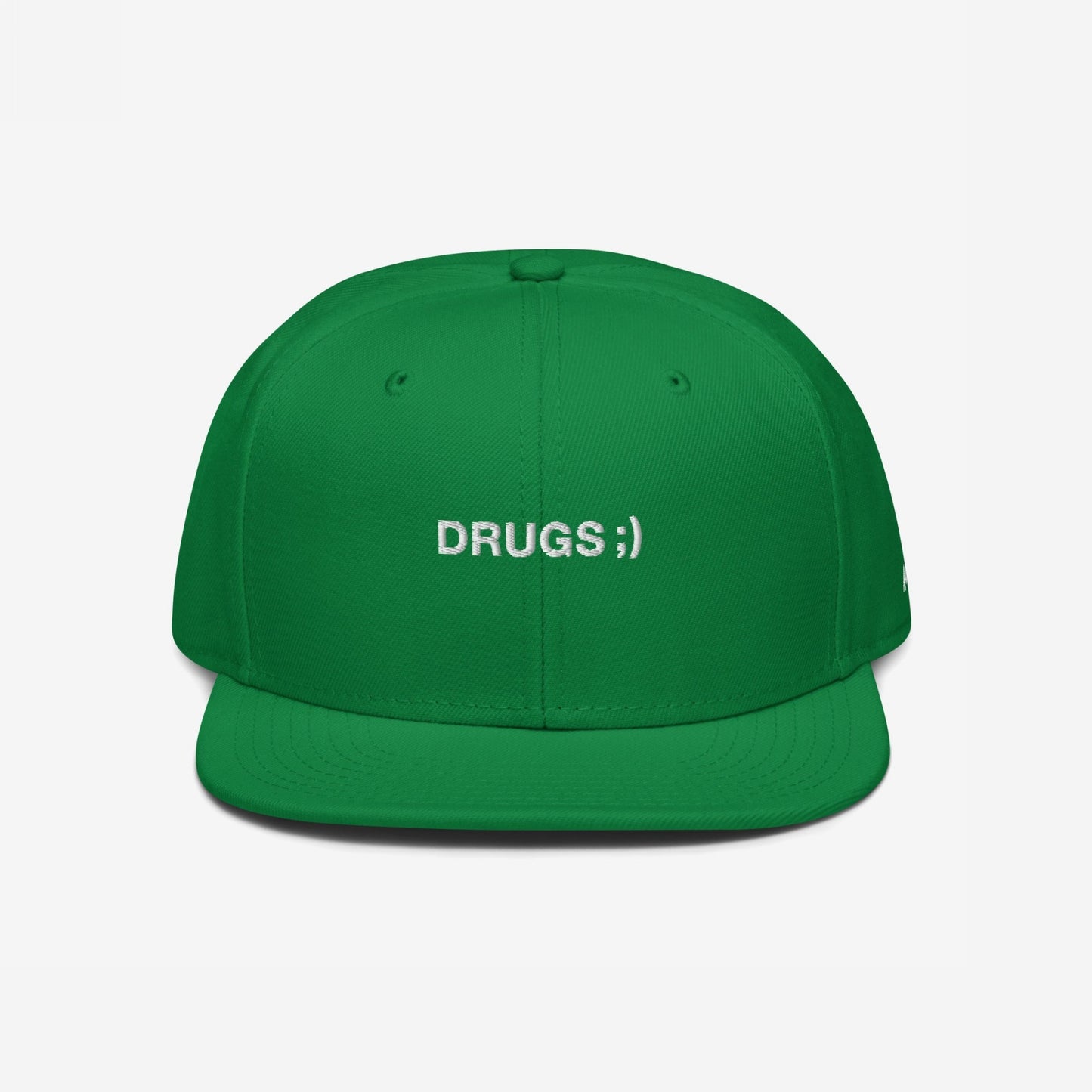 Drugs Hat Snapback Hat Green by Strange Allies