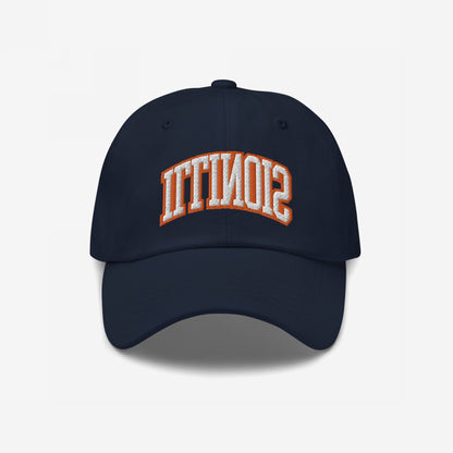 Illinois Flipped Hat Dad Hat Navy Blue by Strange Allies