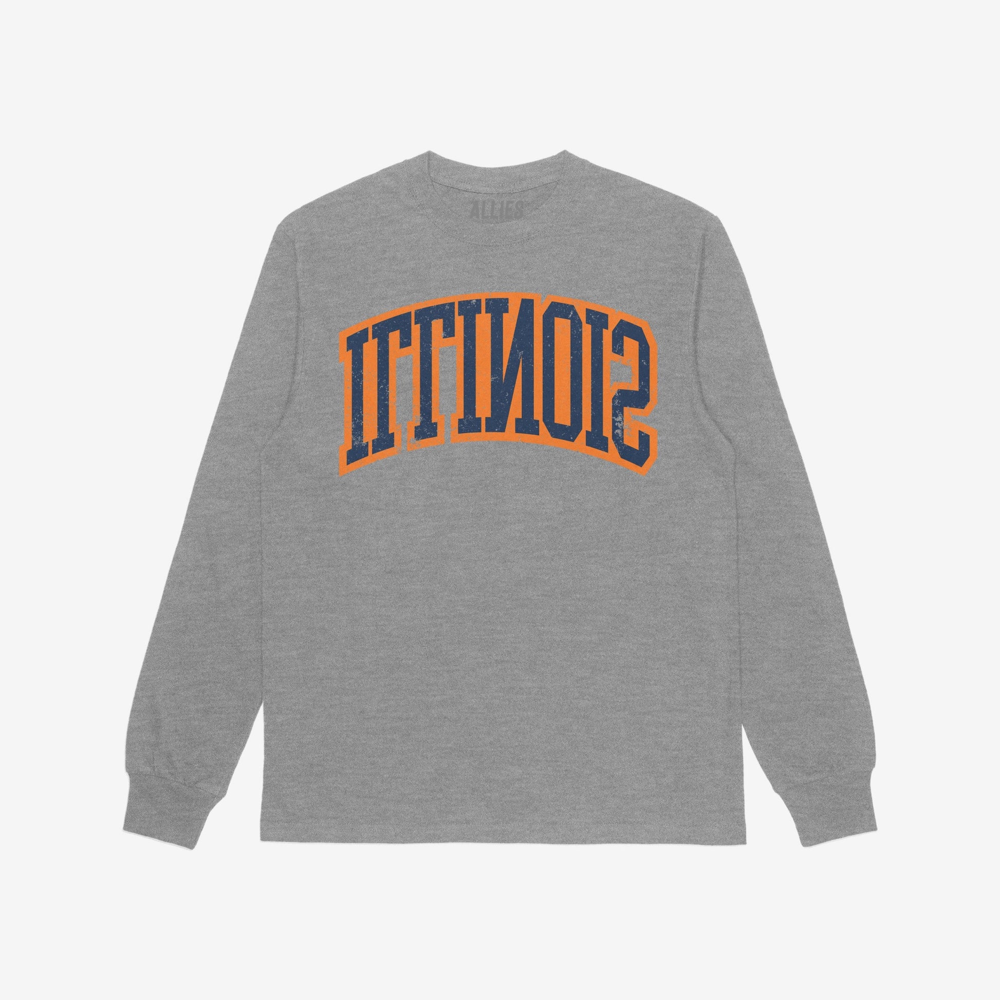 Illinois Flipped T-shirt Long Sleeve Heather Gray by Strange Allies