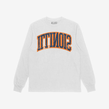 Illinois Flipped T-shirt Long Sleeve White by Strange Allies