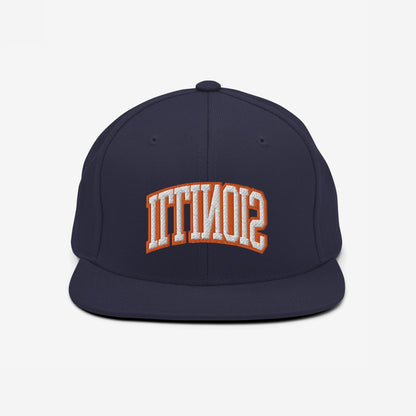 Illinois Flipped Hat Snapback Hat Navy Blue by Strange Allies