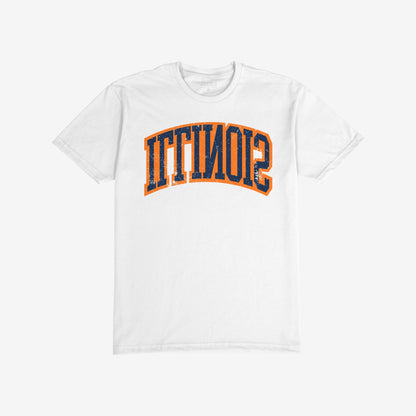 Illinois Flipped T-shirt Short Sleeve White by Strange Allies