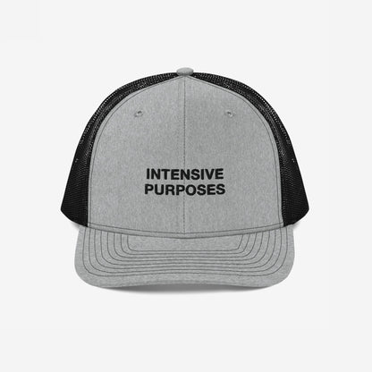 Intensive Purposes Hat Trucker Hat Gray Black by Strange Allies