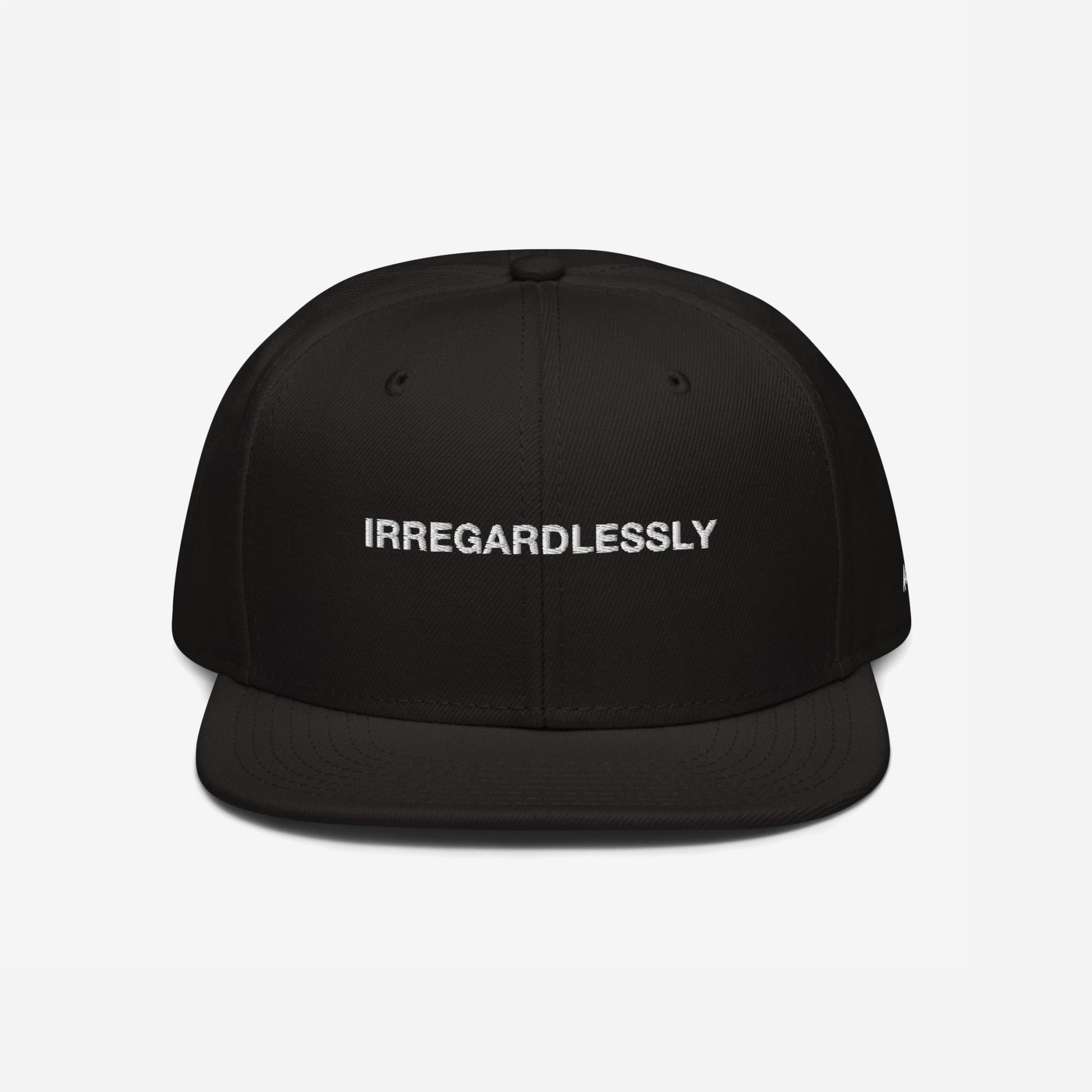 Irregardlessly Hat Snapback Hat Black by Strange Allies