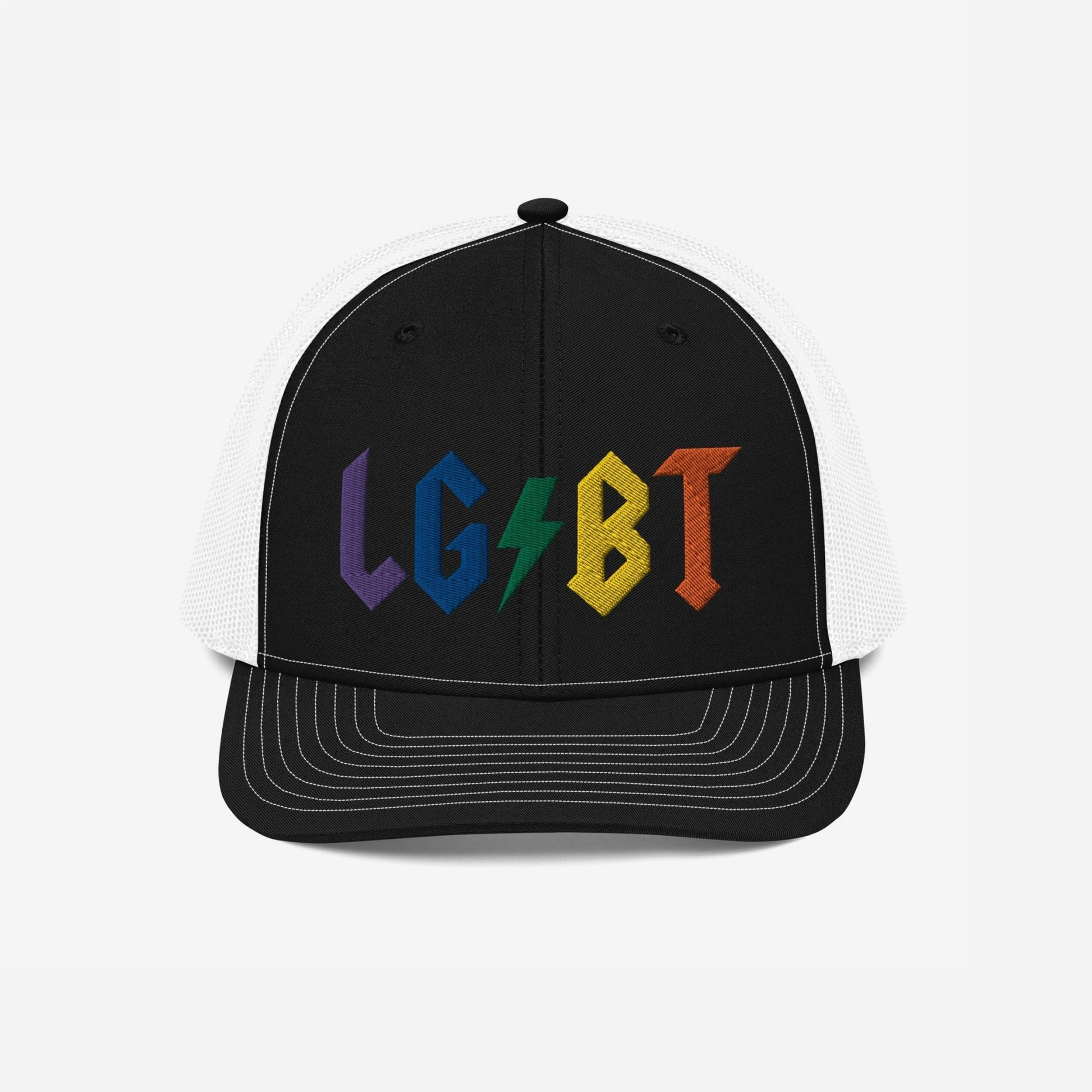 LGBTQ Rocks Hat Trucker Hat Black White by Strange Allies