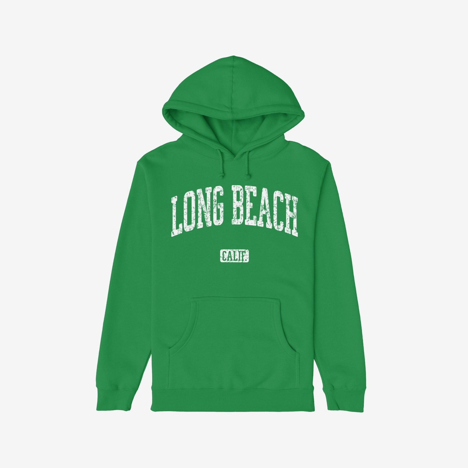 Long Beach California Hoodie Kelly Green by Strange Allies