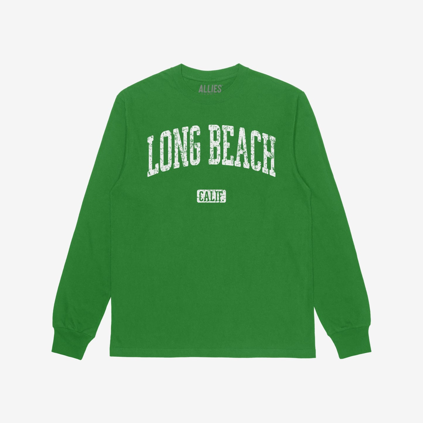 Long Beach California T-shirt Long Sleeve Kelly Green by Strange Allies