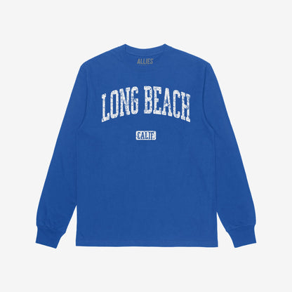 Long Beach California T-shirt Long Sleeve Royal Blue by Strange Allies