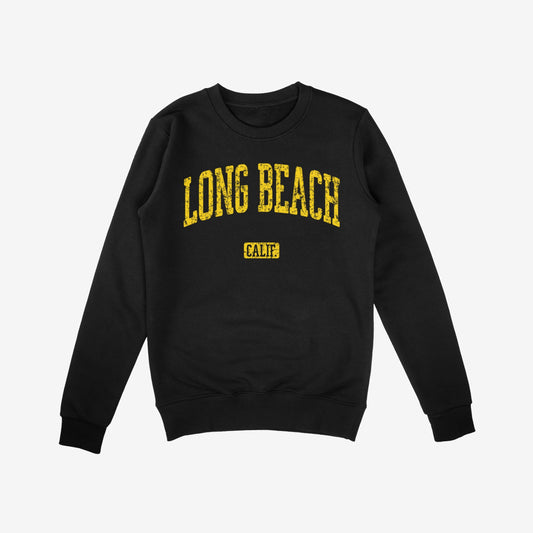 Long Beach California Sweatshirt Black by Strange Allies