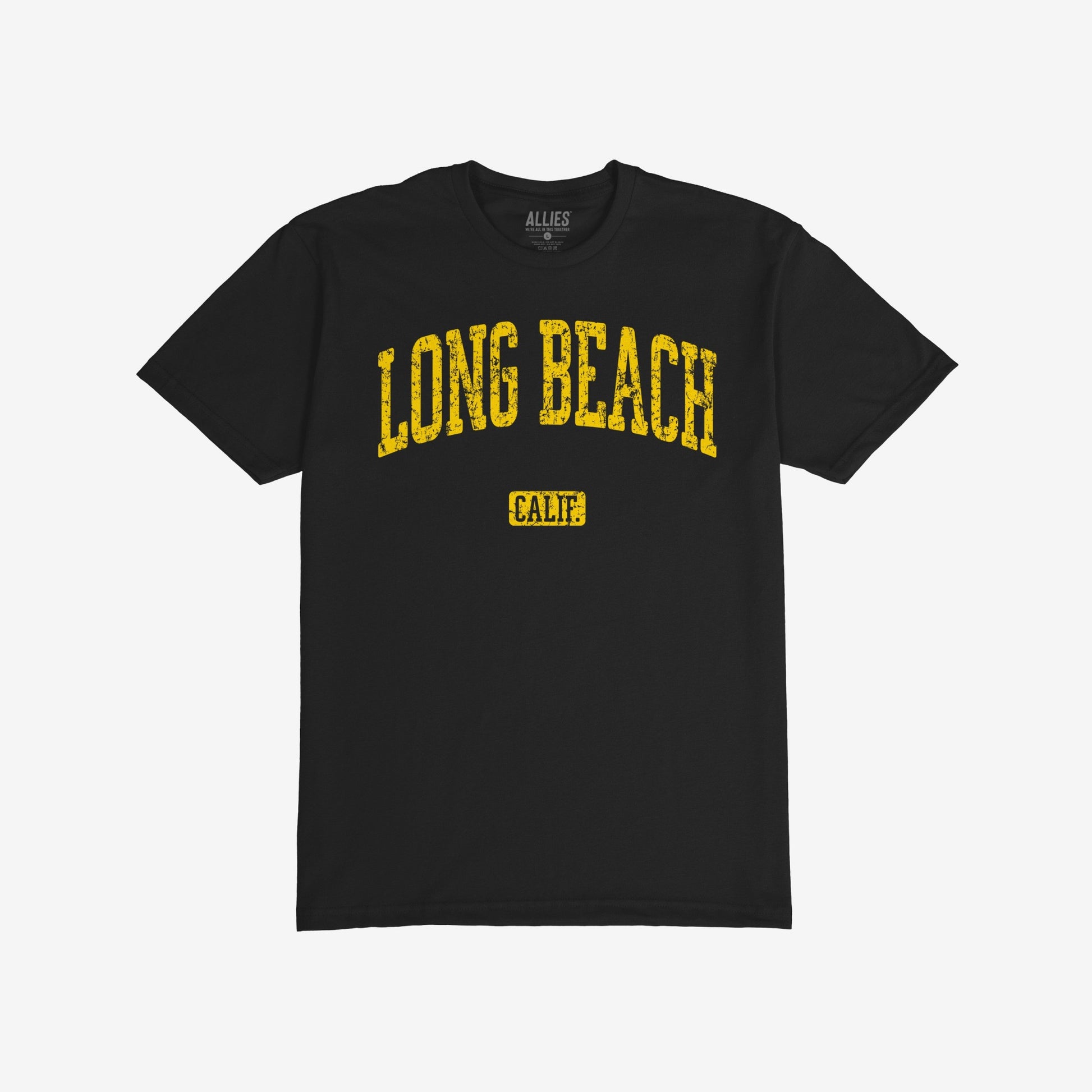 Long Beach California T-shirt Short Sleeve Black by Strange Allies