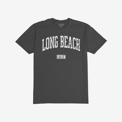 Long Beach California T-shirt Short Sleeve Charcoal by Strange Allies