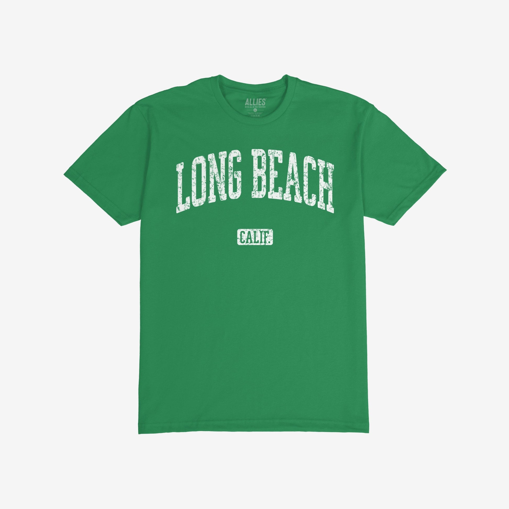 Long Beach California T-shirt Short Sleeve Kelly Green by Strange Allies