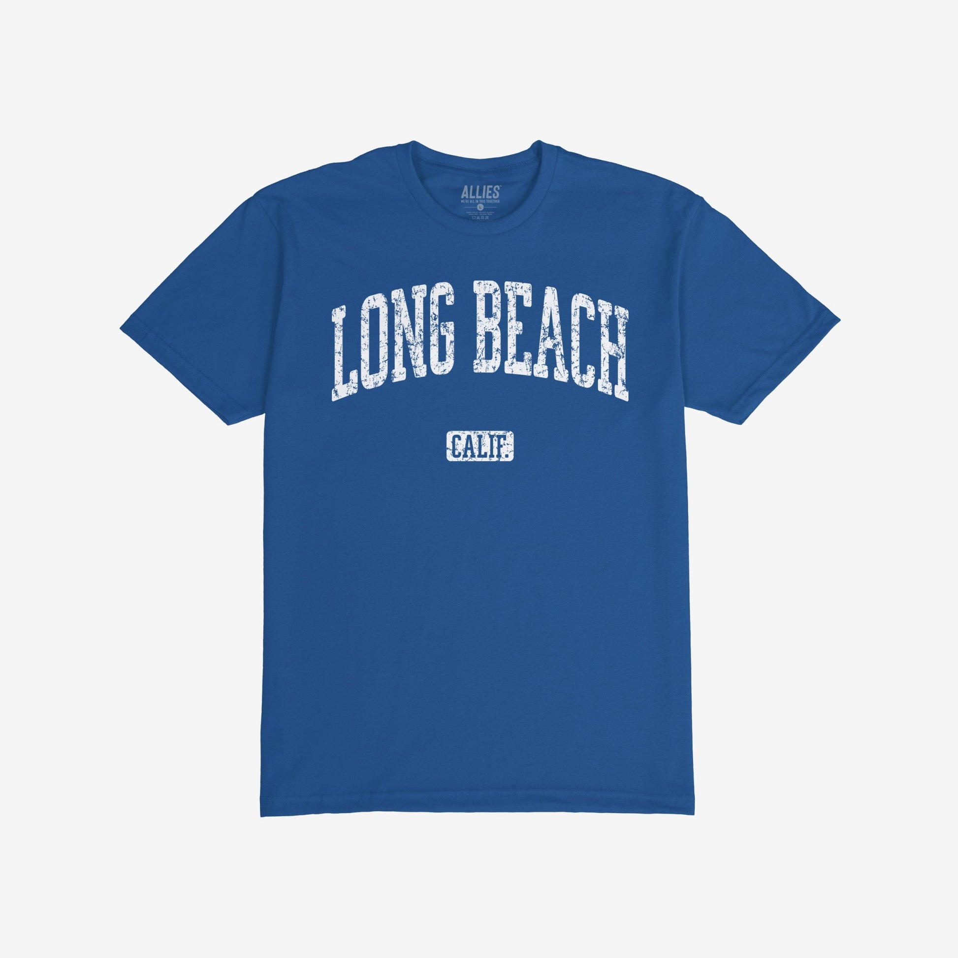 Long Beach California T-shirt Short Sleeve Royal Blue by Strange Allies