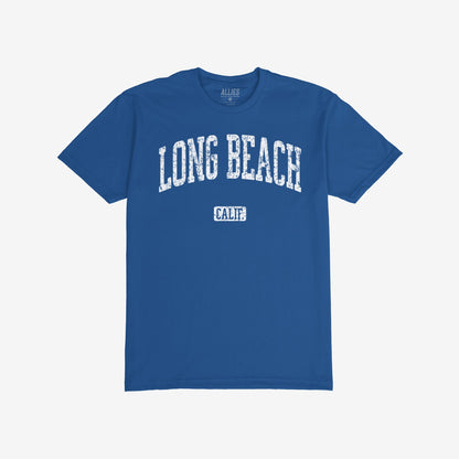 Long Beach California T-shirt Short Sleeve Royal Blue by Strange Allies