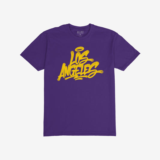 Los Angeles Handstyle T-shirt Short Sleeve Purple by Strange Allies