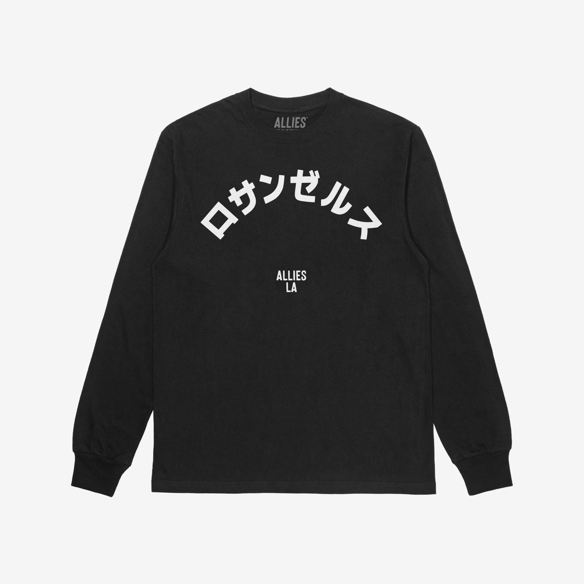 Los Angeles Japanese T-shirt Long Sleeve Black by Strange Allies