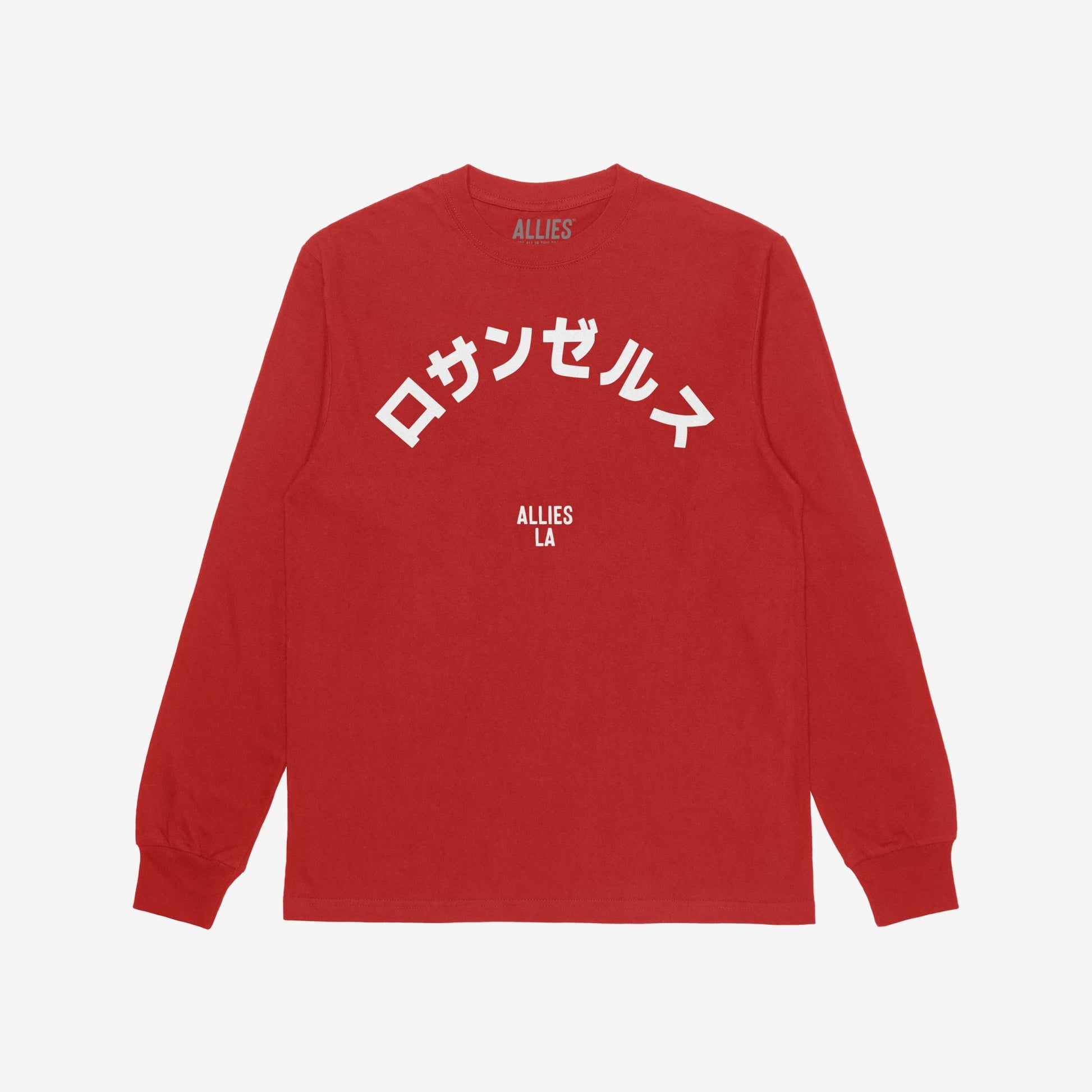 Los Angeles Japanese T-shirt Long Sleeve Red by Strange Allies